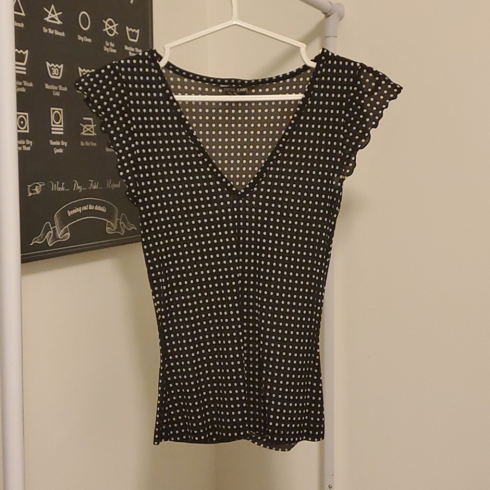 Guess v-neck polka dot nylon shirt